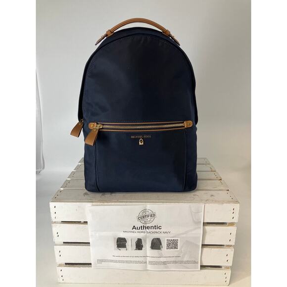 MICHAEL KORS, LARGE NYLON SAFFIANO LEATHER TRIM BACKPACK - Picture 1 of 14